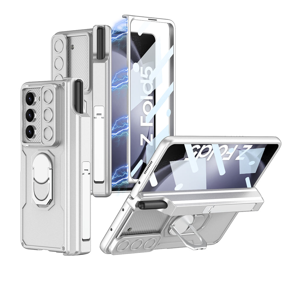 GKK Kickstand PC Phone Case for Samsung Galaxy Z Fold5 5G Camera Slider Magnetic Cover with Glass Film Pen Holder GKK Kickstand PC Phone Case for Samsung Galaxy Z Fold5 5G Camera Slider Magnetic Cover with Glass Film Pen Holder